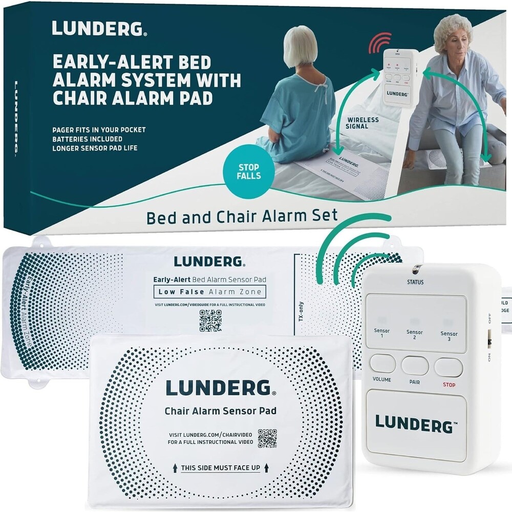 Lunderg Bed Chair Alarm Pad System Wireless Early Alert Sensor Pad Open Box